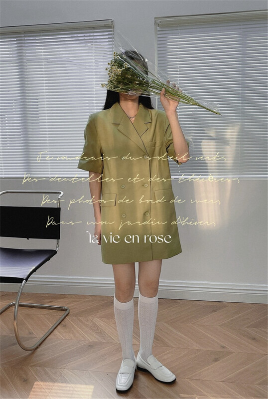 [the lab] Lapel double row button suit dress 2117# zxx
