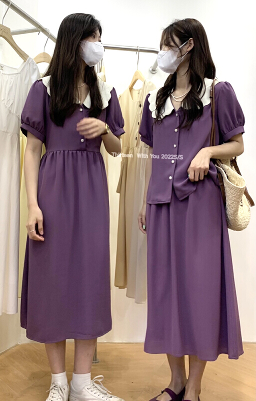 goods in stock! [thirteen 13] Korean color contrast lady elegant dress 5139# XYY