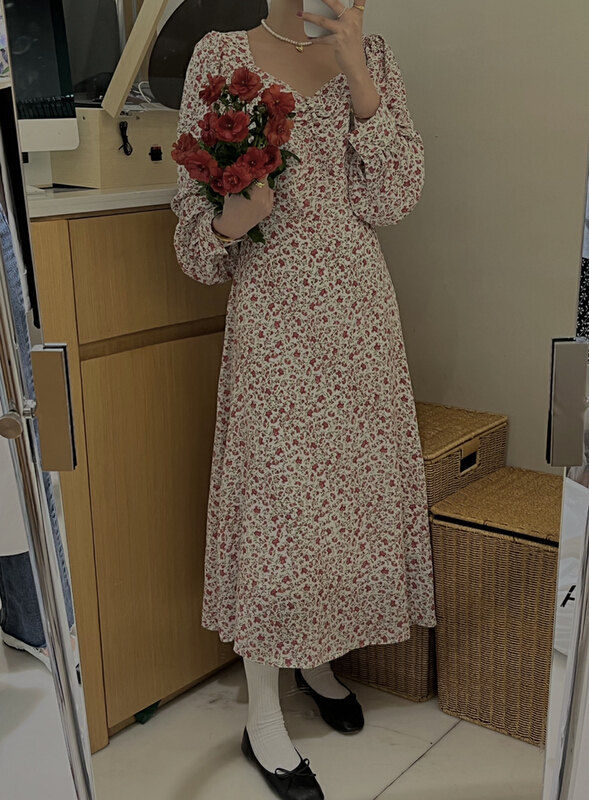 goods in stock! [finoa] Korean casual floral dress 960# CLS