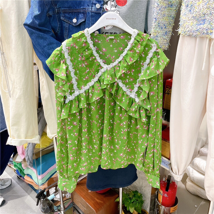 New year in early spring! [Duo Duo] V-neck temperament fashion floral blouse ys1-3102# zyh