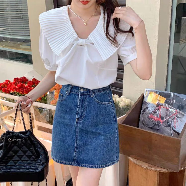 [jun.t] Korean doll neck short sleeve shirt 5936# PCZ