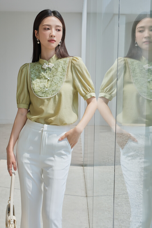 [style] embroidered button up shirt 8069# JJ