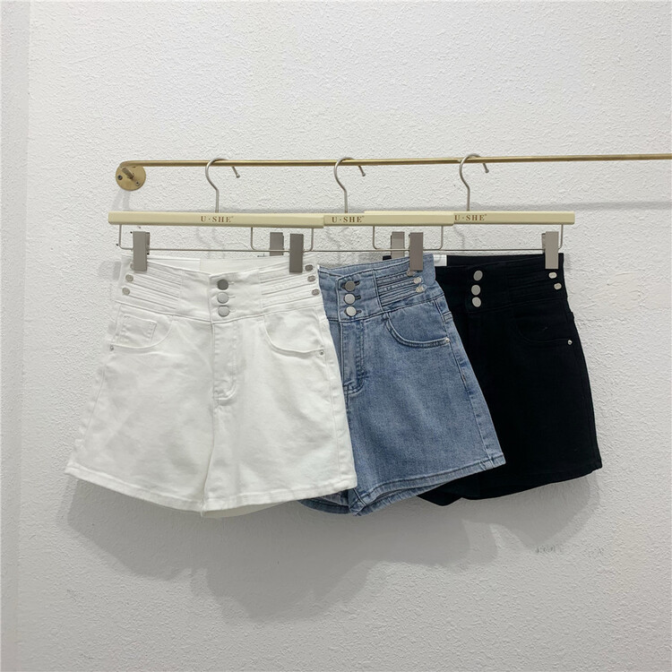 [u.she] Korean high waist and Wide Leg Denim Shorts 26078# cqw