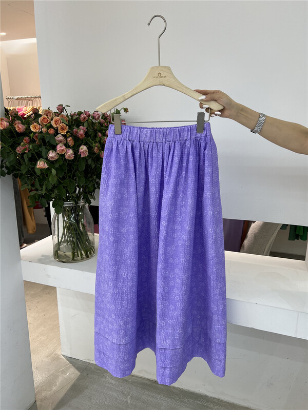 [VI. Liu Liu] Korean elastic waist large swing texture skirt 60078m# zxx