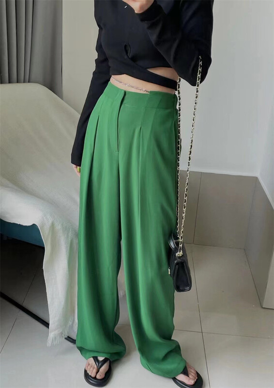 [toko. Z] temperament solid color loose trousers (with detachable chain) 2227# cqw