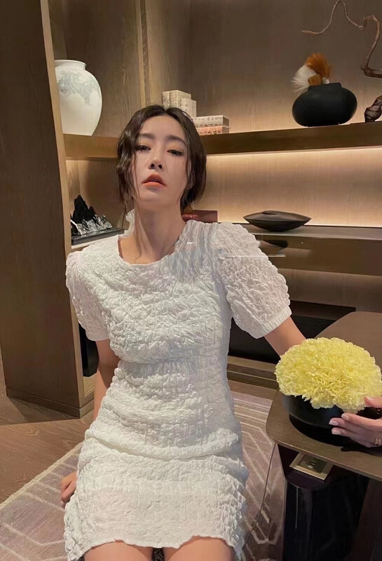 [Han C family] solid color short sleeved Chiffon Dress 8114# PCZ