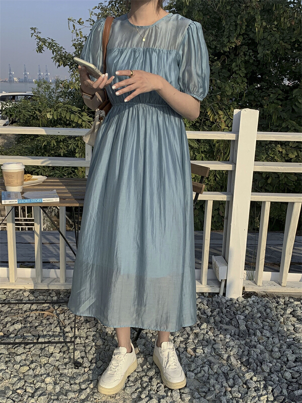 [about me] thin fairy high-grade bubble sleeve thin dress 216400# cqw