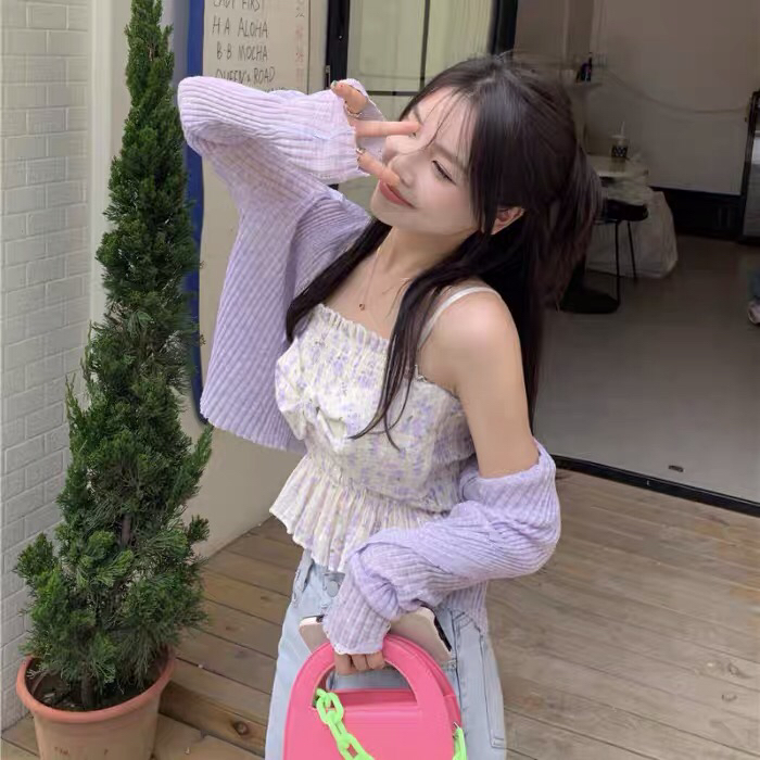 New in early summer! [Danling] aging V-neck lace solid color temperament versatile sunscreen shirt (only sunscreen shirt) 0818# PCZ