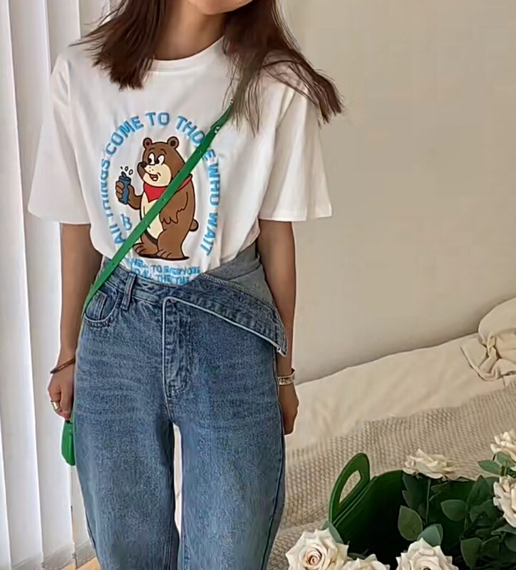 goods in stock! New year in early spring! [trust me] crew neck versatile print short sleeve T-shirt 66410# ozq