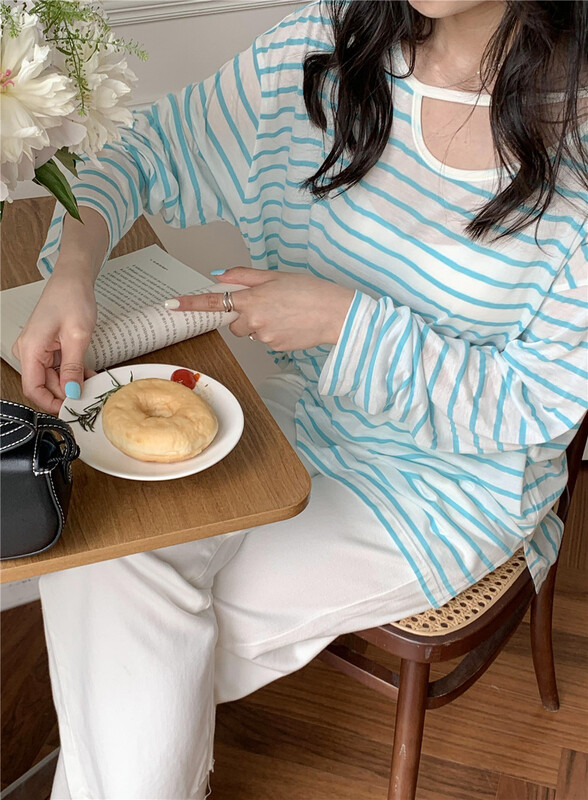 [new post] striped long sleeve Pullover sunscreen shirt 7829# cqw