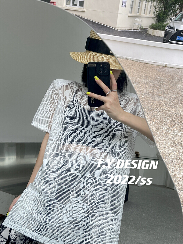 [T.Y tangyuanjia] Korean lace printed short sleeve T-shirt 2063# ozq