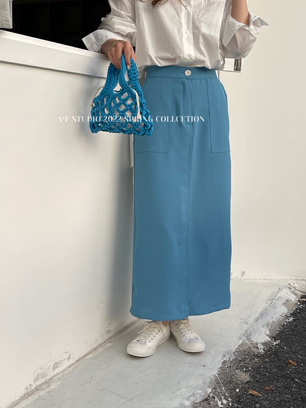 Original price 55.67! New year in early spring! [AF] versatile double pocket front slit skirt 90121# XYY