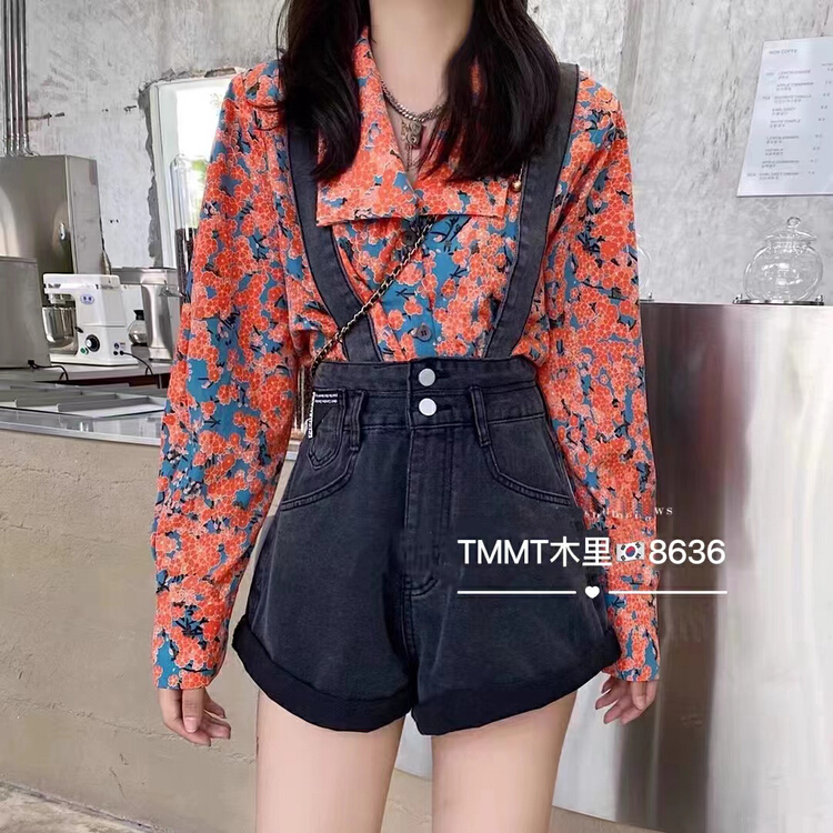 goods in stock! New in early summer! [Jiajia Muli] skinny denim shorts with curling personality (with belt) 8636# L