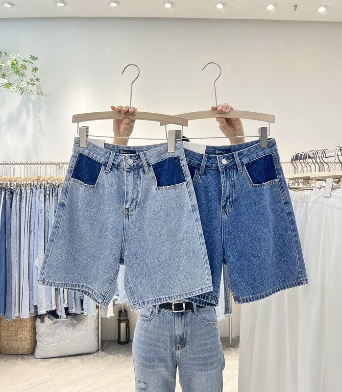 [iris iriisy] blue cropped pants denim shorts 6545# LSL