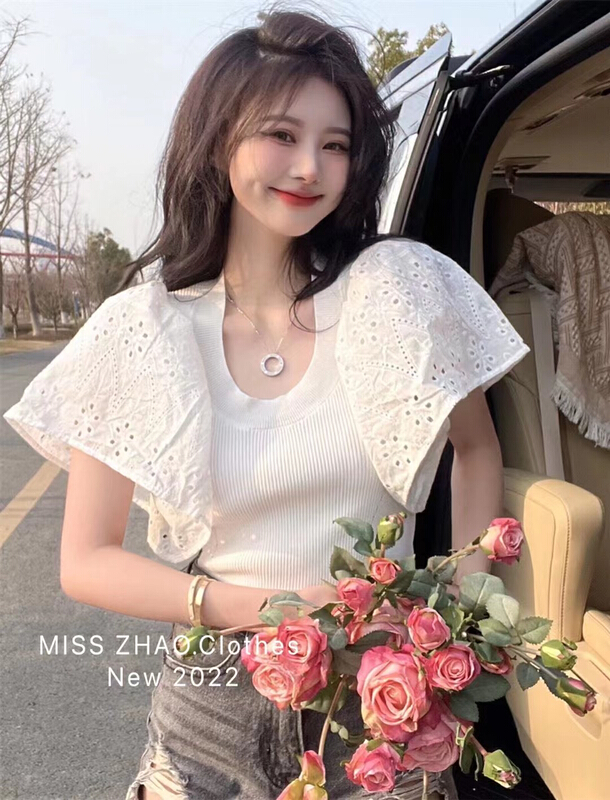 New in early summer! [misszhao] crew neck patchwork versatile T-shirt 1360# HBx