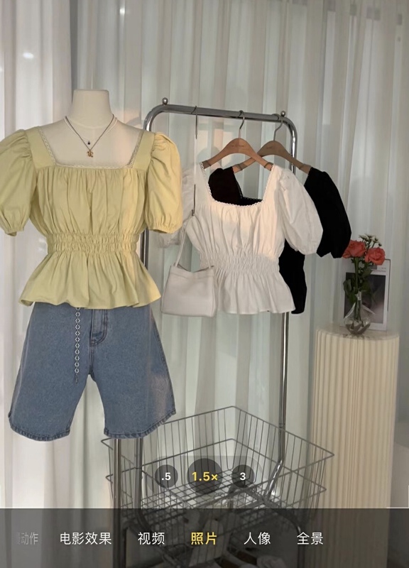 [M queen] Korean version square neckline waist slim shirt 6276# HBx