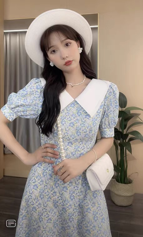[Kiki studio] small fresh Lapel short sleeve dress 5860# hjy