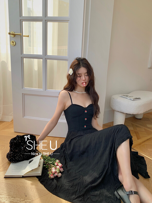 [she u] French romantic embroidered strapless dress c58235\cqw