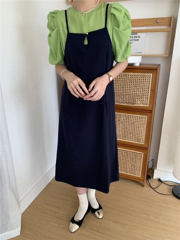 [I think] Korean light familiar style suspender dress (dress only) 66376# CLS