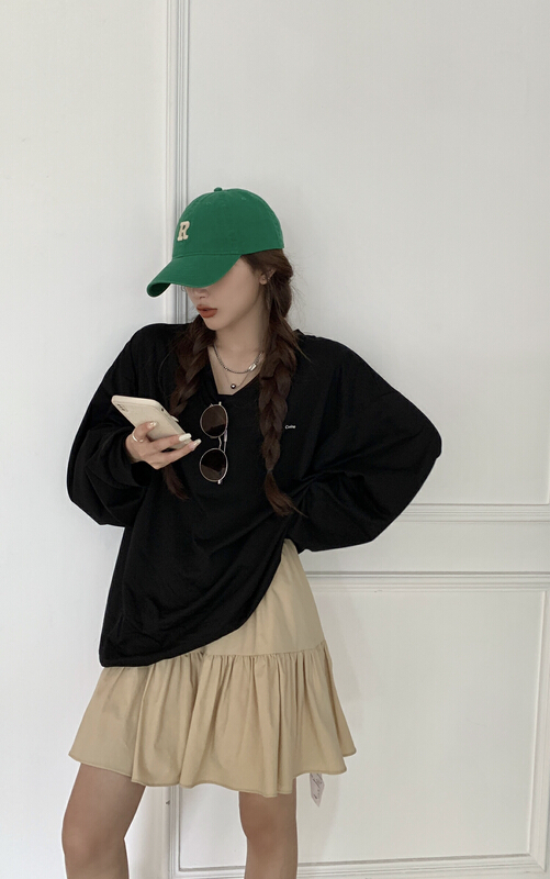 New in early summer! [11An] Korean V-neck loose long sleeve T-shirt a6363# LSL