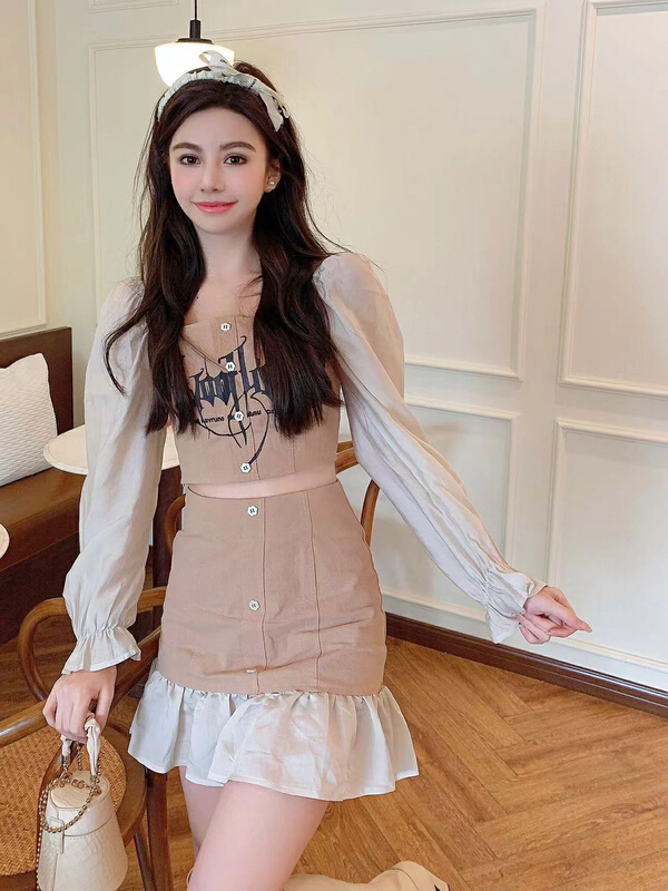 New year in early spring! [M.H] temperament fashion denim jacket + Lady Elegant skirt suit 2231# PCZ