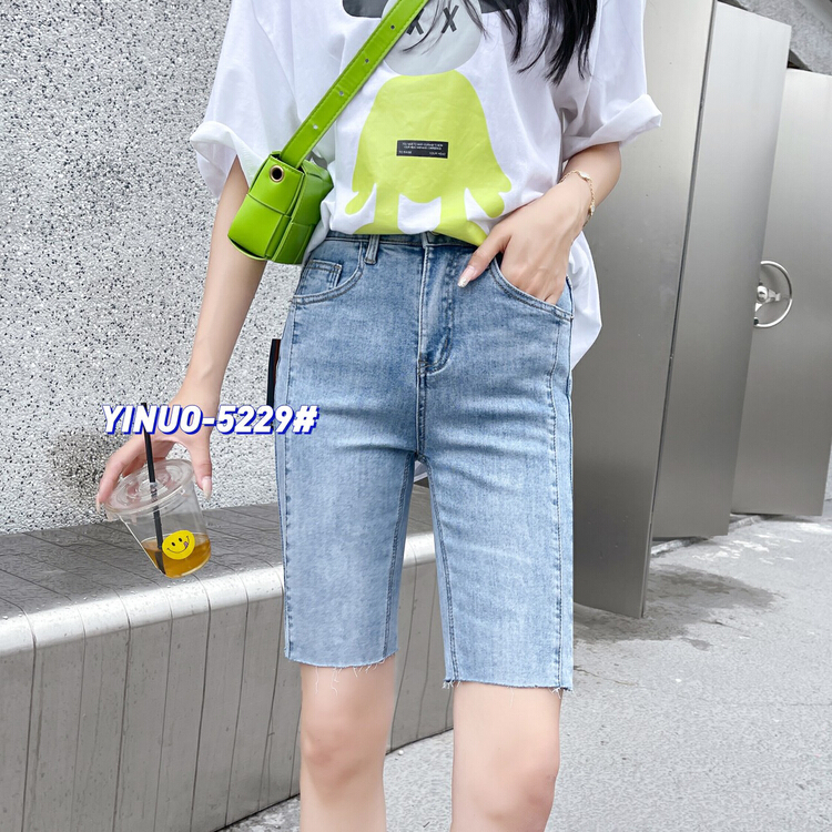 New in early summer! [Yinuo Yinuo denim] new elastic five point denim shorts 5229# ZSY