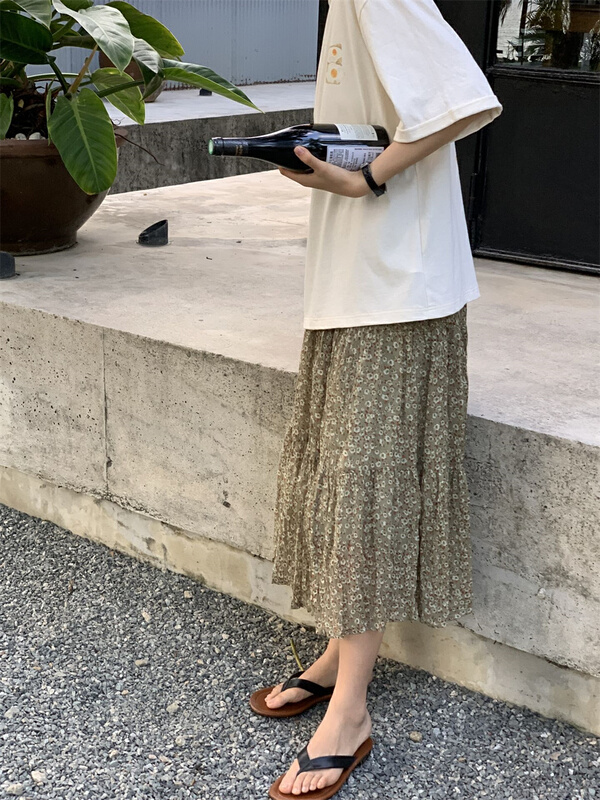 New year in early spring! [Sicily] Vintage lady floral skirt 30508# XJ