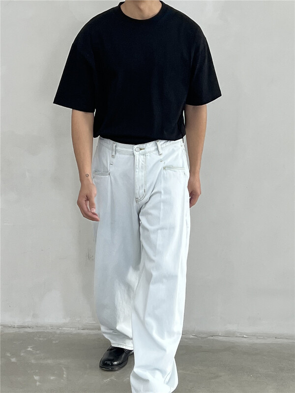 goods in stock! New year in early spring! [seirtand] crew neck solid color versatile short sleeve T-shirt s22003# ZZL