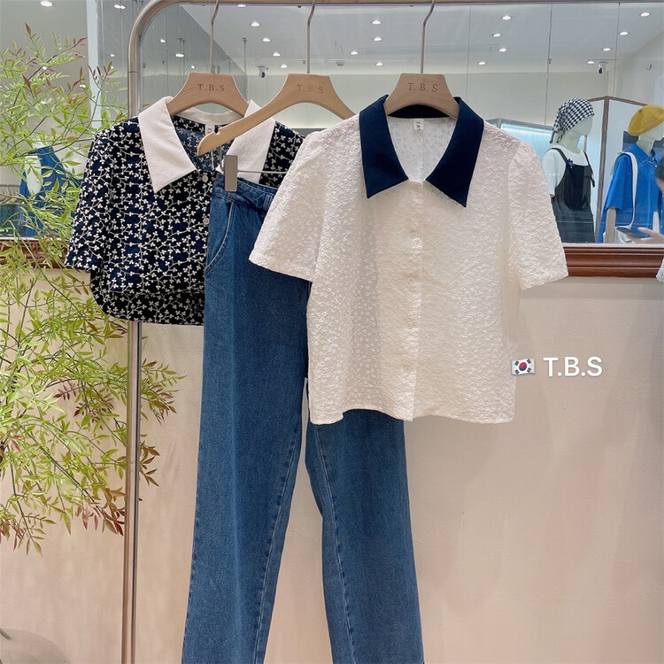 [t.b.s] Korean bubble sleeve single breasted shirt 9225# lwy