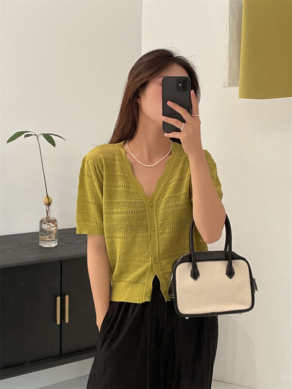 [clean space] simple macarone versatile knit cardigan 31760# CLS