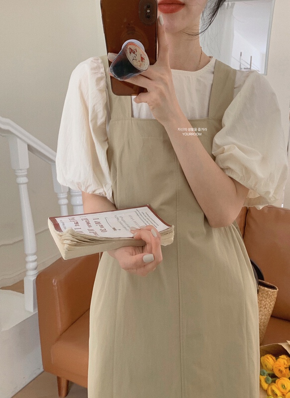 [your room] Korean solid color bubble sleeve short sleeve T-shirt ys1-628# cqw