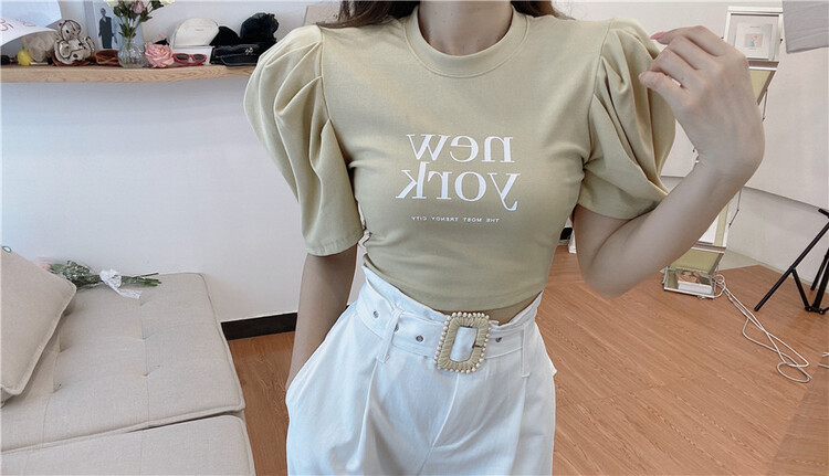 [sister] bubble sleeve short letter printed short sleeve T-shirt ys2-283# ozq
