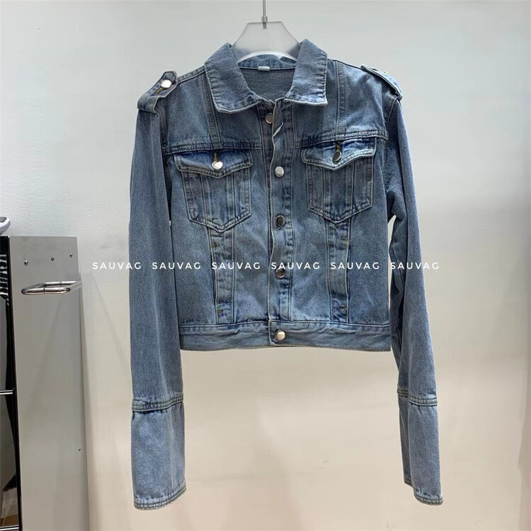 goods in stock! New year in early spring! [sauvag] single breasted comfortable Korean denim coat ccc1# L