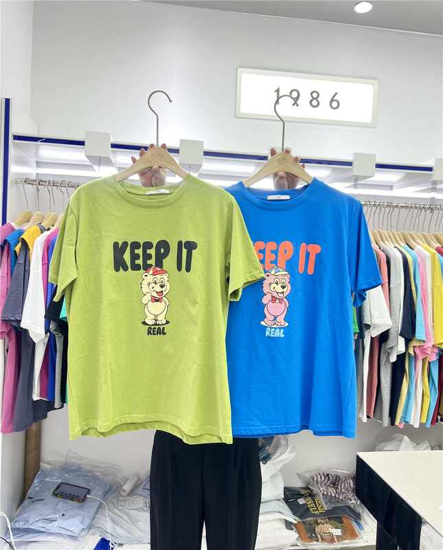 New in early summer! [1986] lettered print trend loose short sleeve T-shirt c805# LSL
