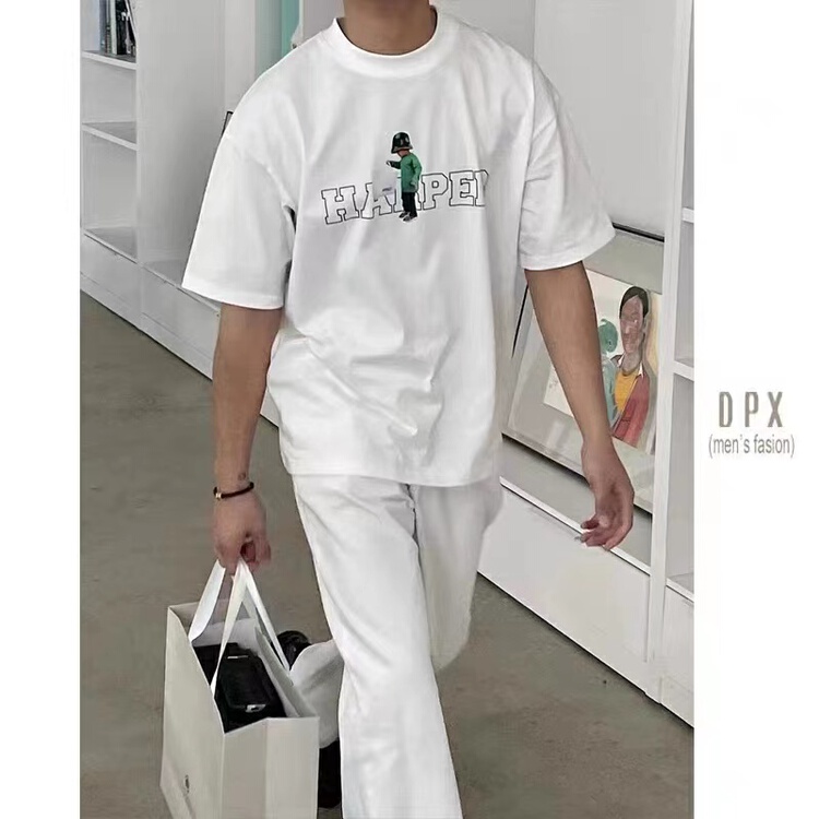New year in early spring! [seirtand] crew neck loose letter cartoon printed short sleeve T-shirt 22210# ZZL
