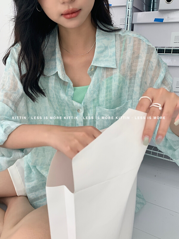 goods in stock! New in early summer! [Kittin] Korean style Print Shirt 8396# XYY
