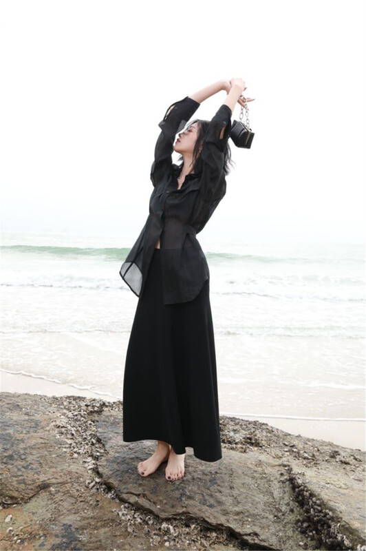 goods in stock! New year in early spring! [white] Korean version simple pure color Tencel shirt 75823# XYJ