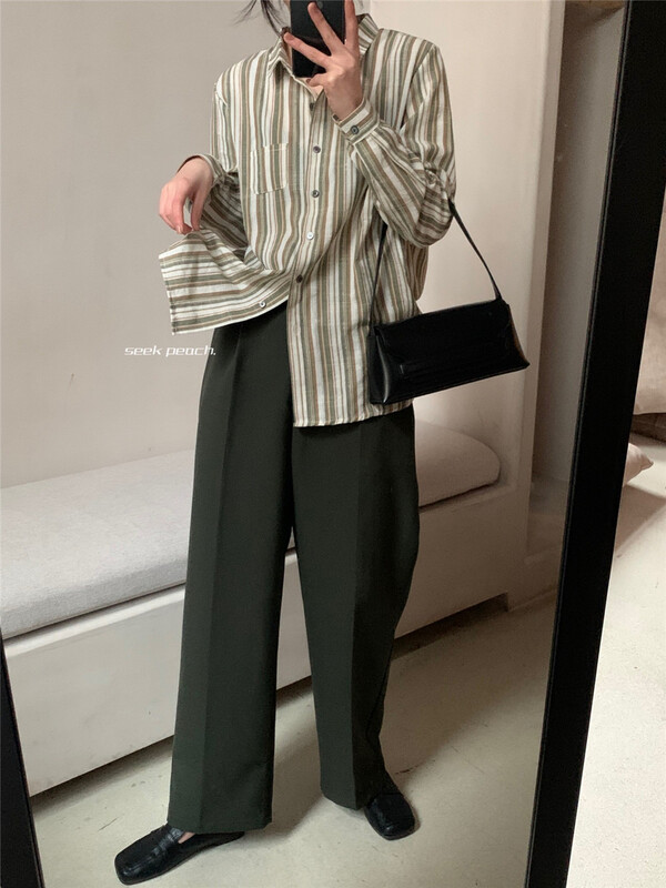 Original price 55.27! New year in early spring! Comfortable shirt with peel # stripe