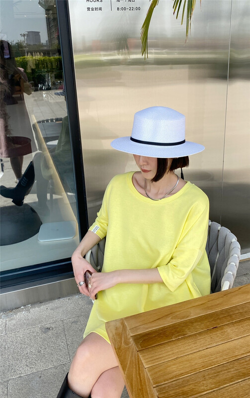 [LAN] solid color loose and versatile Pullover short sleeve T-shirt y0621# lwy
