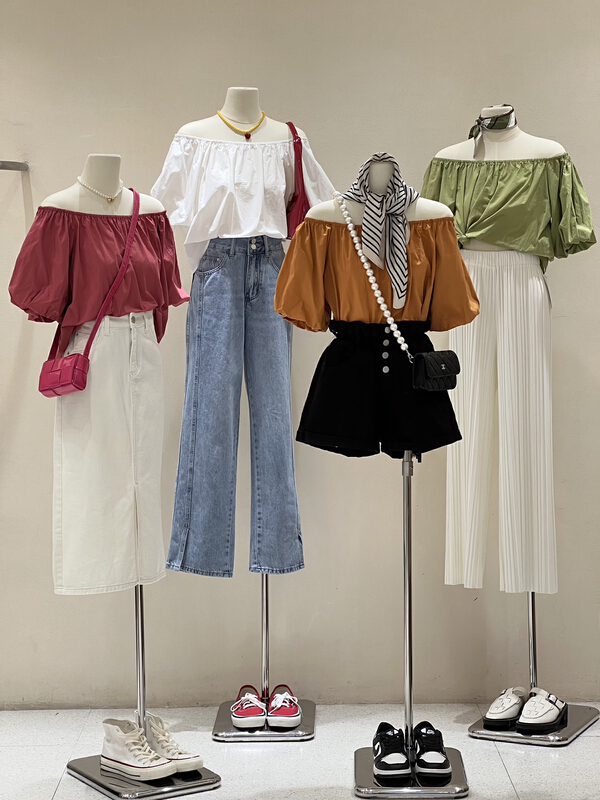 [kJ] Korean simple one shoulder bubble sleeve shirt 3262# zxl