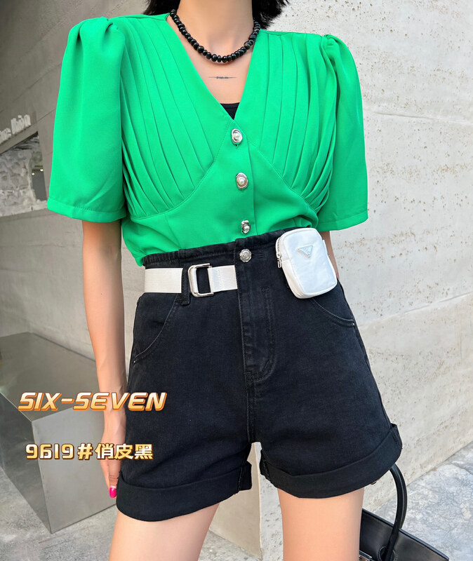 New in early summer! [six seven] Korean version hot girl skinny jeans (with belt) 9619# CLS