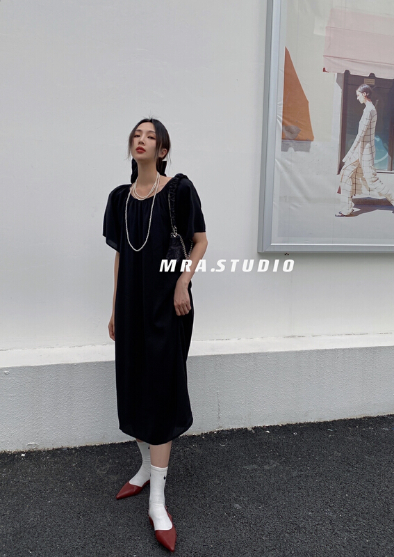 Original price 89.11! New in early summer! [MRA] simple and versatile round neck comfortable dress (with waist rope) c3025# zxl