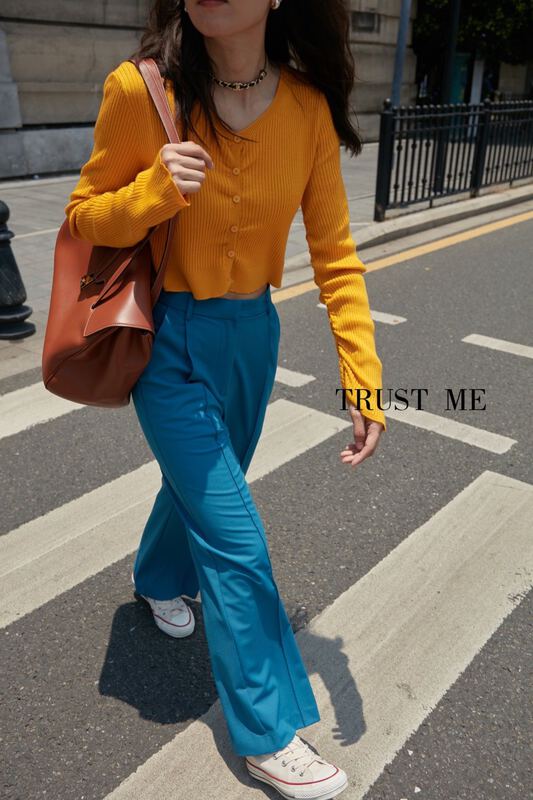 [trust me] pure color wide leg casual pants 18110# YYW