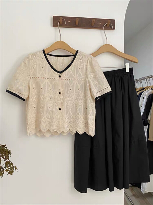 [Dai Dai] lace embroidered single breasted shirt 4693# HBx