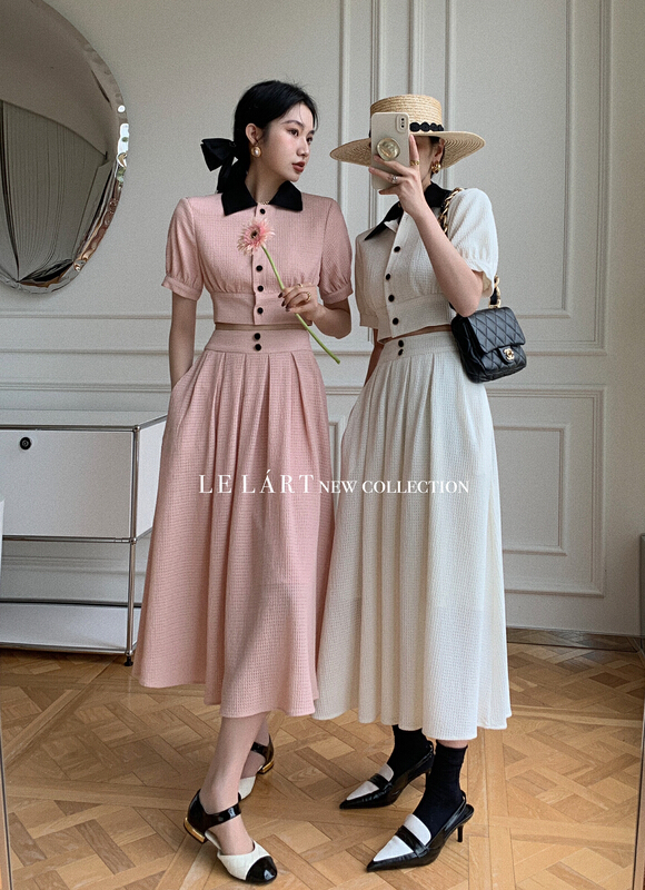 goods in stock! New in early summer! [le lart] high fashion pure desire style high waist pleated loose skirt ll2621# XYJ