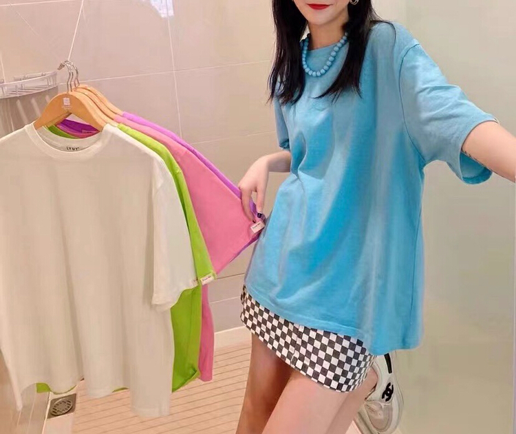 goods in stock! [trust me] clear color round neck versatile short sleeve T-shirt 66940# ozq