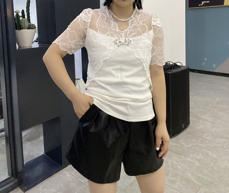 New in early summer! [Qijia +] slim fit V-neck careful machine short sleeve T-shirt 7517# zyh