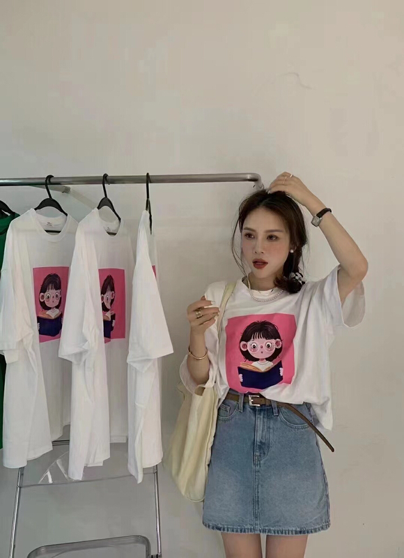 [xiaokoujia] Korean cartoon little girl print short sleeve T-shirt 80581# WTT