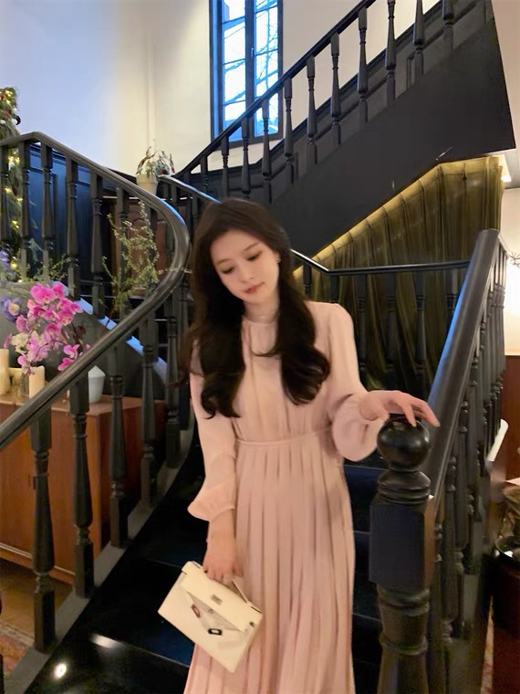 goods in stock! [L.L studio] Korean round neck waist dress 7300# PCZ