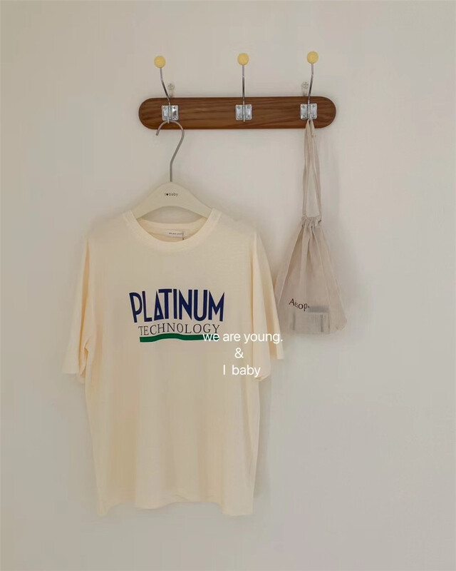 [we are young] Korean color contrast letter printed short sleeve T-shirt ys1-055# zxx